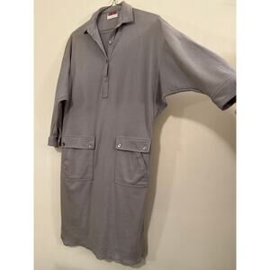 Saint Germain Paris Grey Utility Shirt Dress | French Workwear Style | Size M
